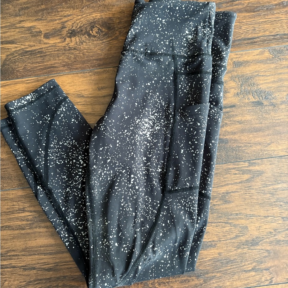 Women's Black and White Speckled Leggings